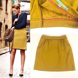 Boden Mustard Yellow Textured Modern Skirt